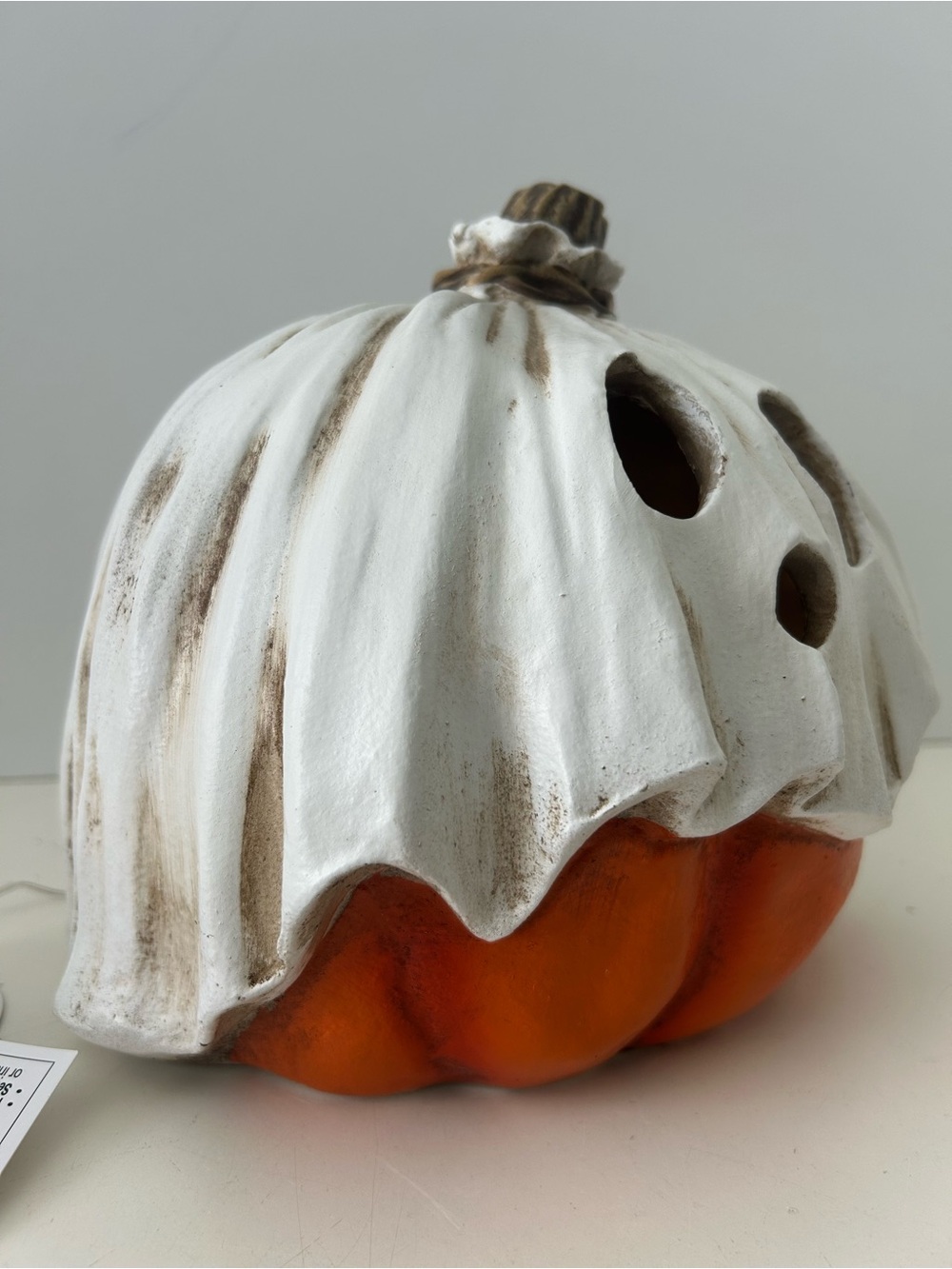 Halloween Pumpkin Jack O’ Lantern Ghost Light Up Decor Toil & Trouble 7.5” NEW - Picture 10 of 16